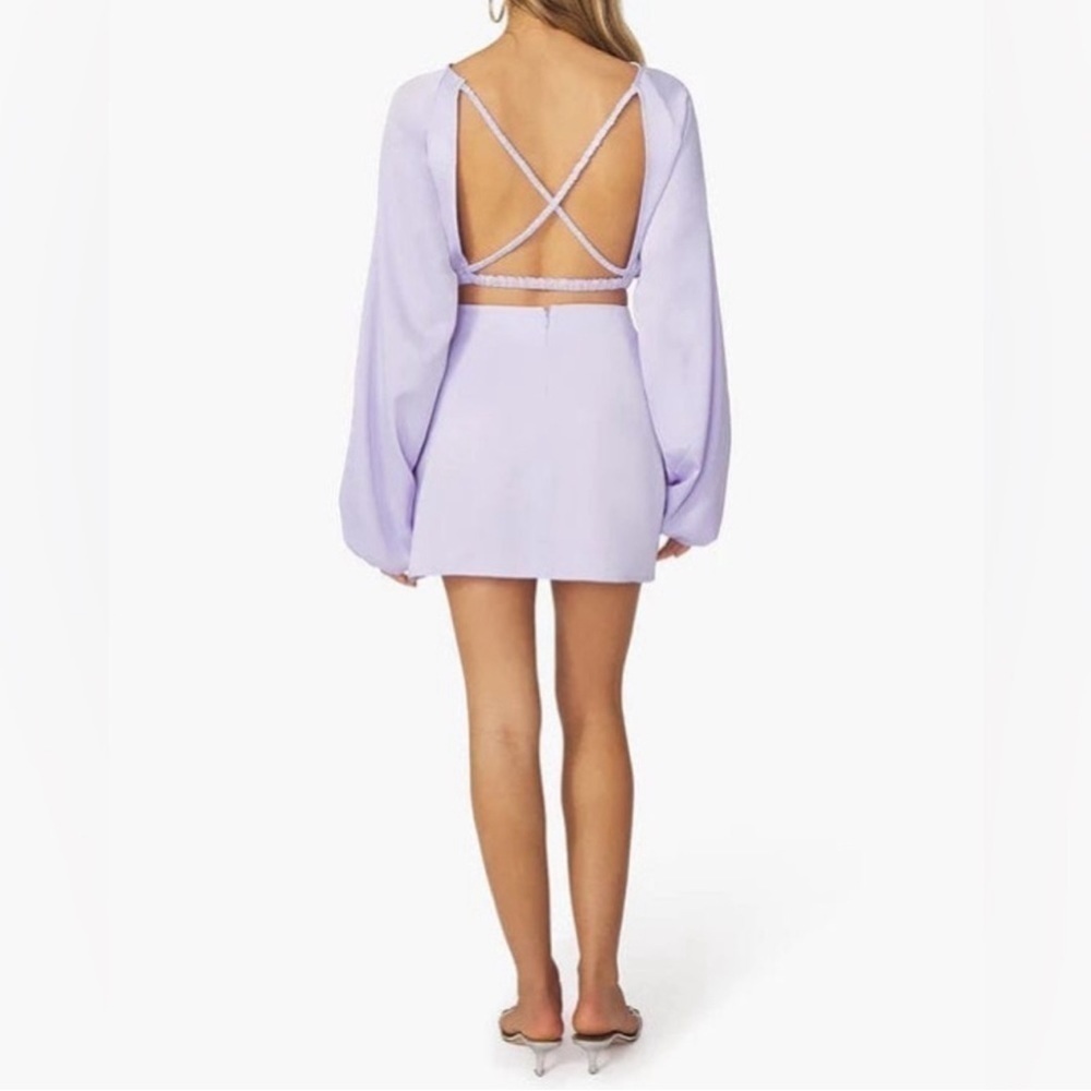 *NWT* WeWoreWhat REVOLVE Mini Slip Skirt Satin Charmeuse Heather Purple - Picture 8 of 11